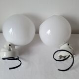 Duo of opaline and porcelain pendant lights