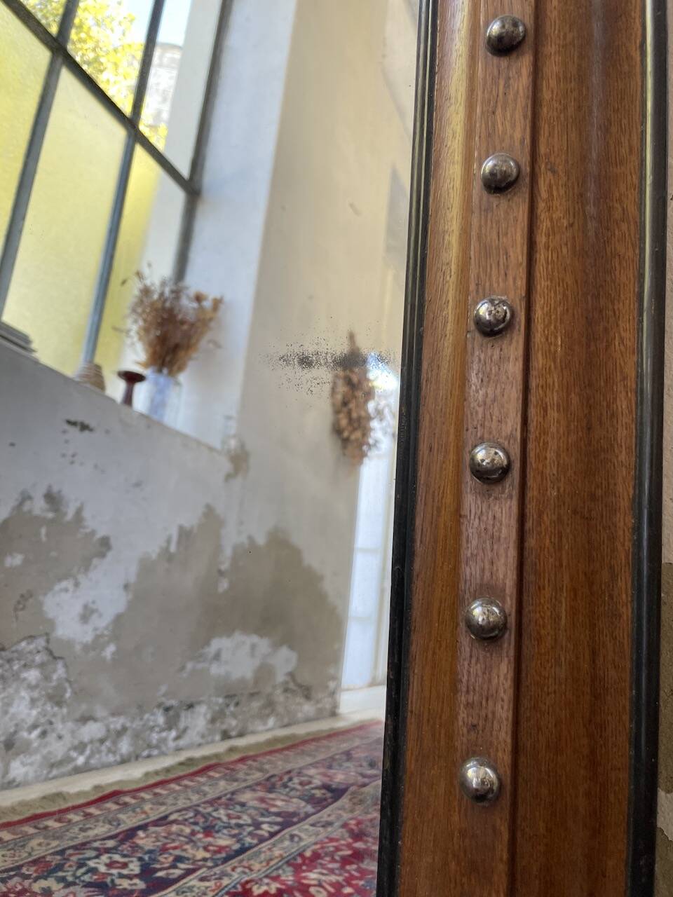 1900 wooden mirror with nails