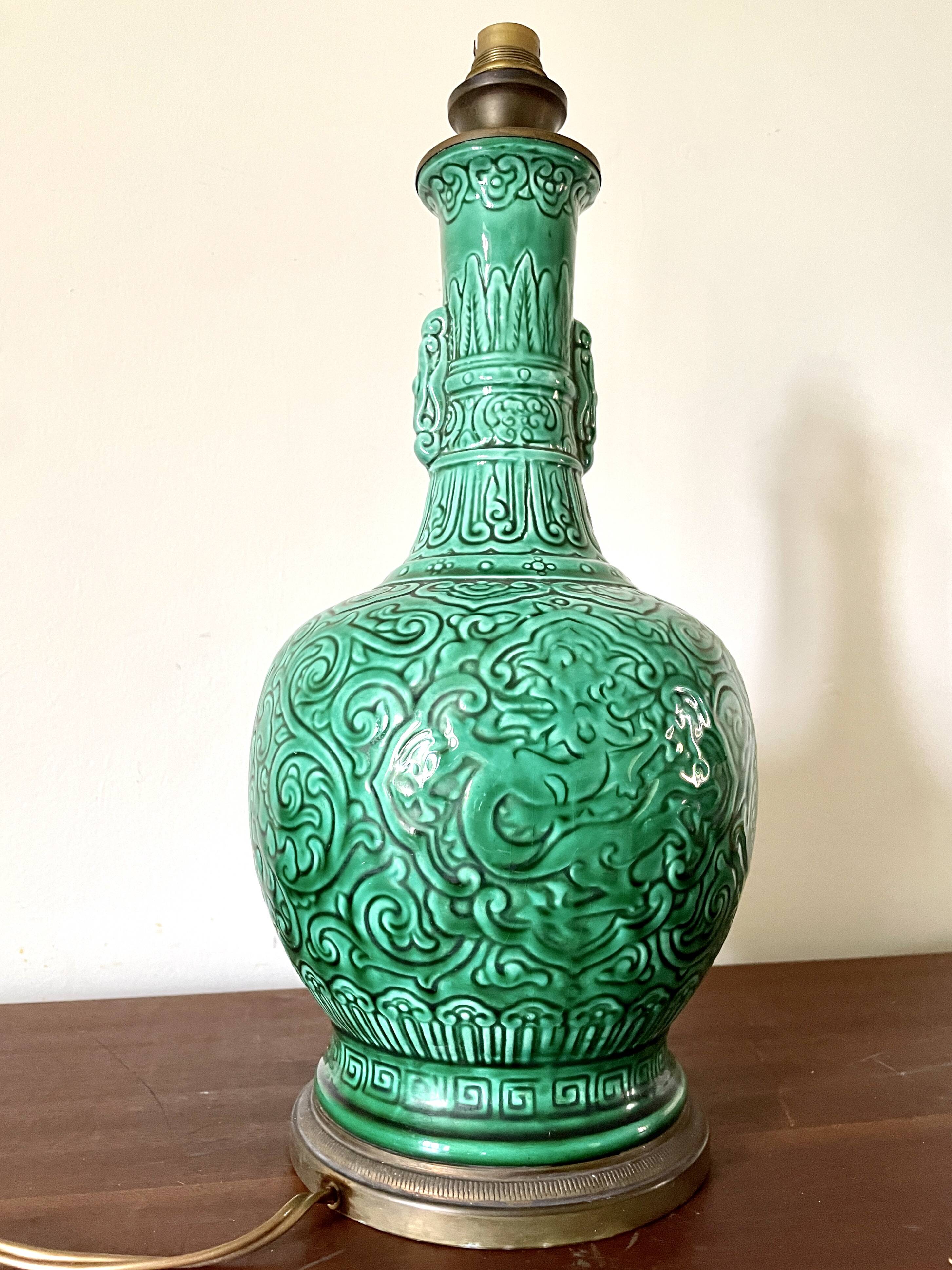 Mint green glazed ceramic lamp base