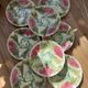 Rare Set of 16 Art Nouveau Chrysanthemum Barbotine Plates, Onnaing
