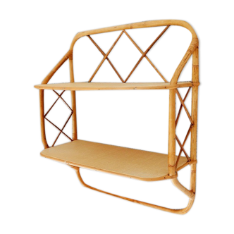 Vintage rattan wall shelf