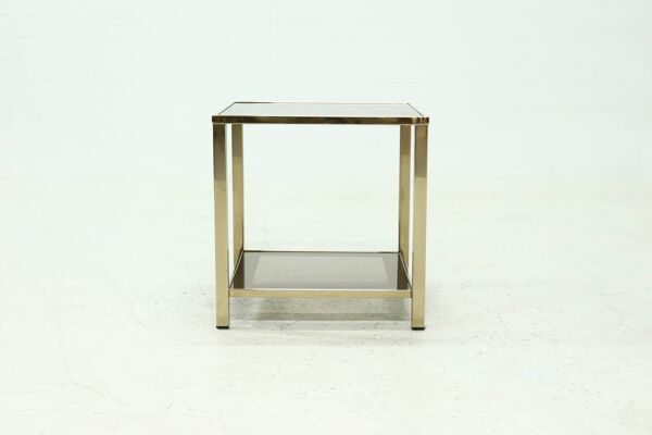 Table d'appoint à deux niveaux plaquée or de Belgo Chrom, années 1970
