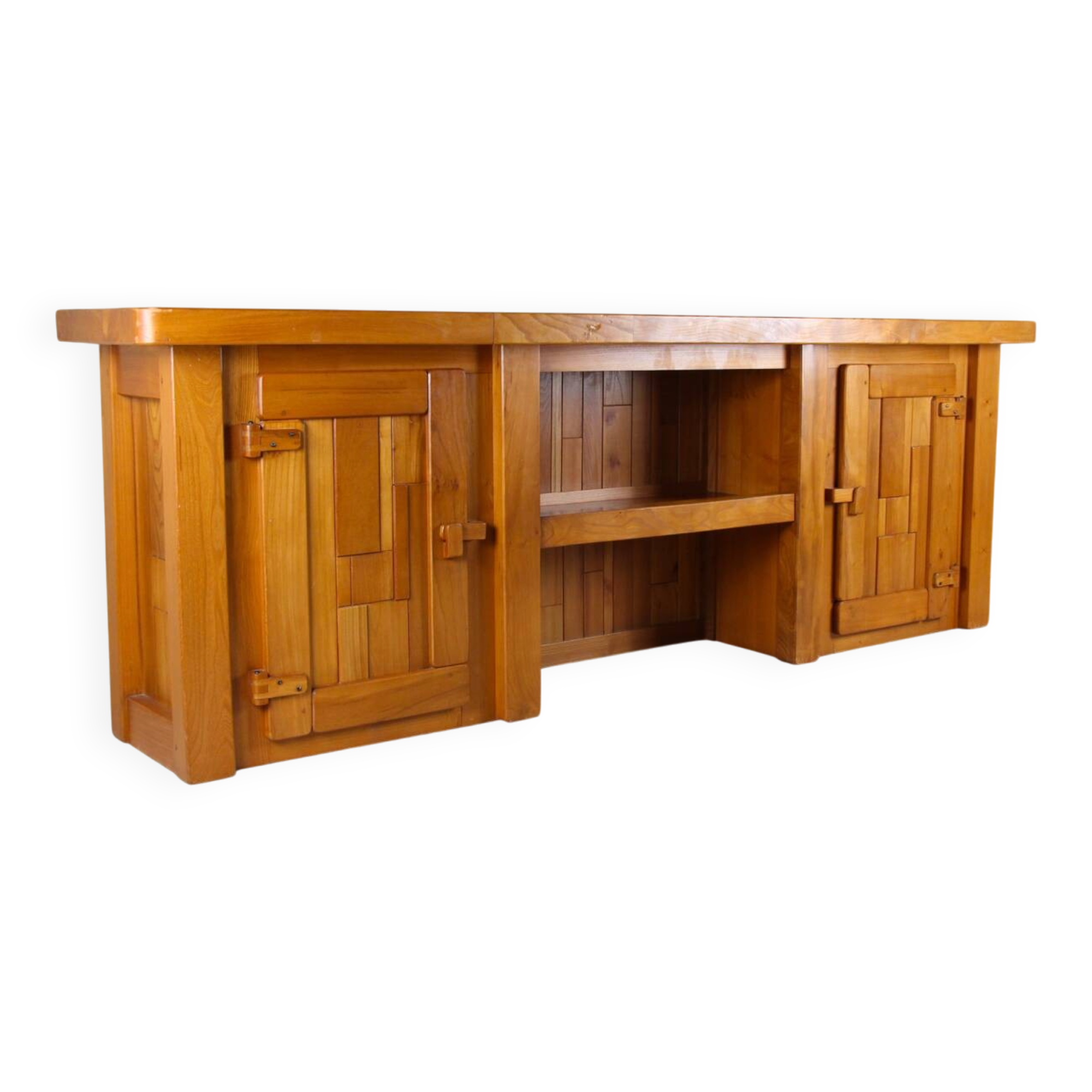 Brutalist grand buffet in solid elm
