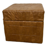 Vintage Sede leather pouf with chest