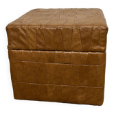 Vintage Sede leather pouf with chest
