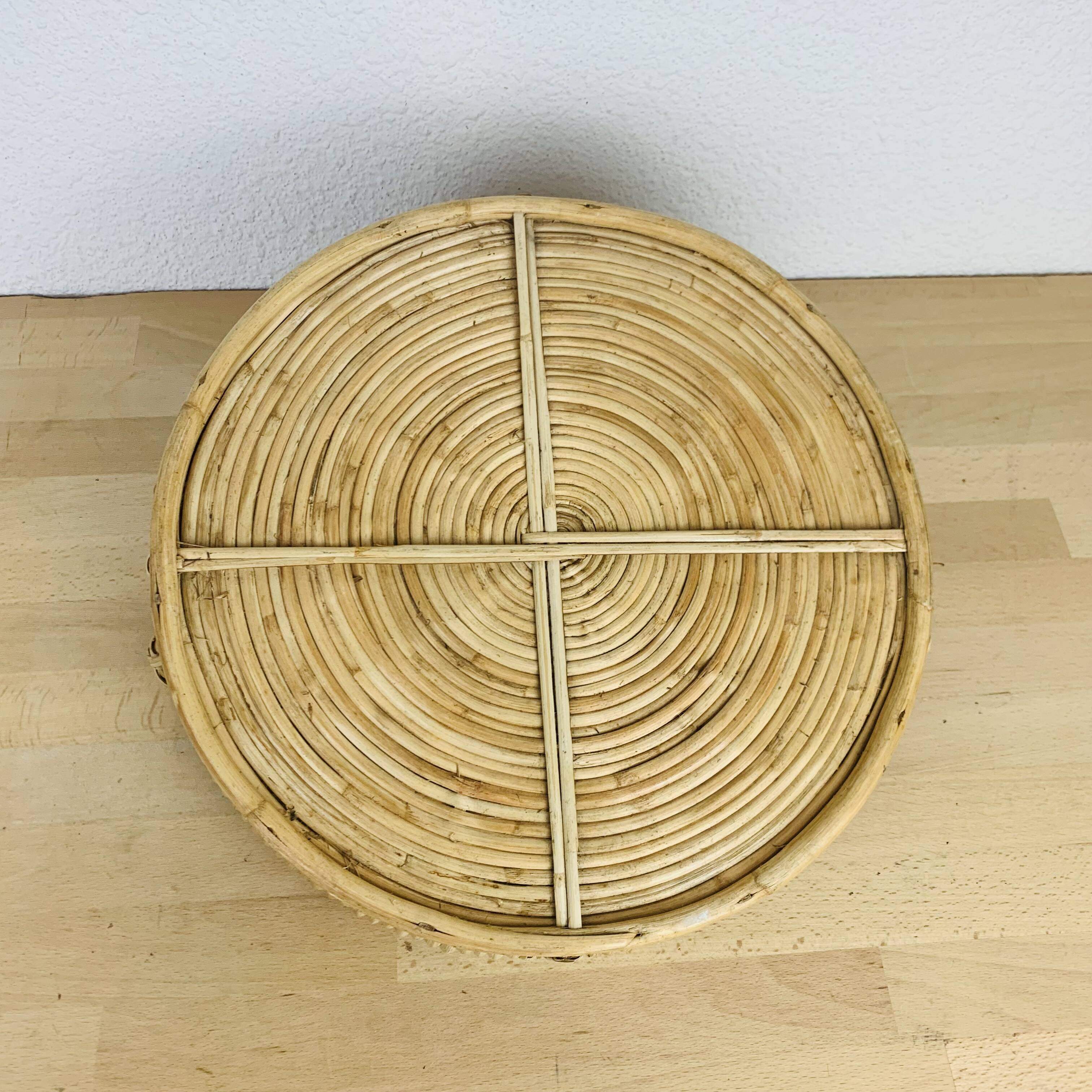 Vintage rattan serving tray, 1960s