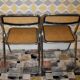Pair of vintage folding chairs with caning 70