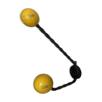 Vintage hook 2 balls in yellow wood