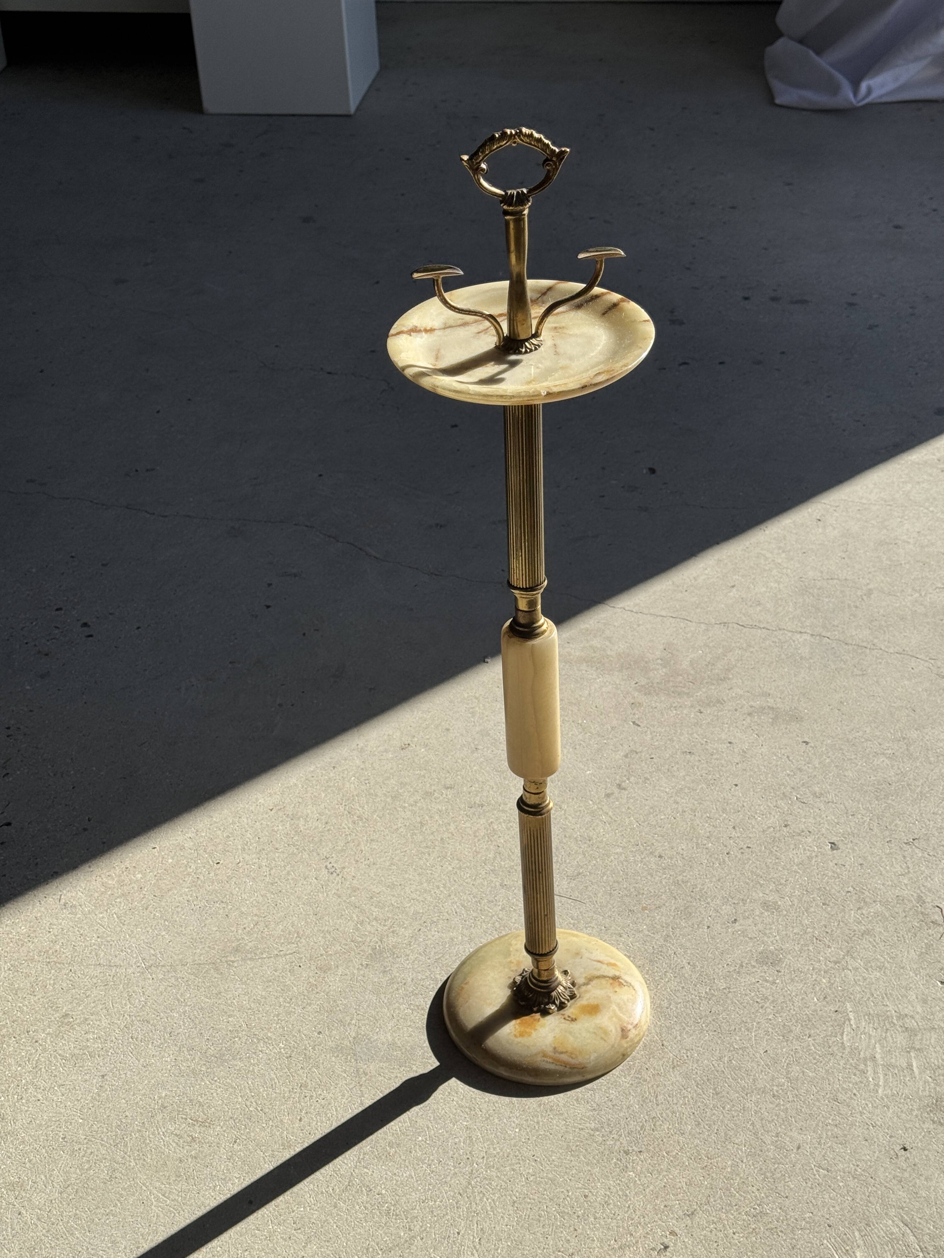 Marble and brass standing ashtray H74 D17
