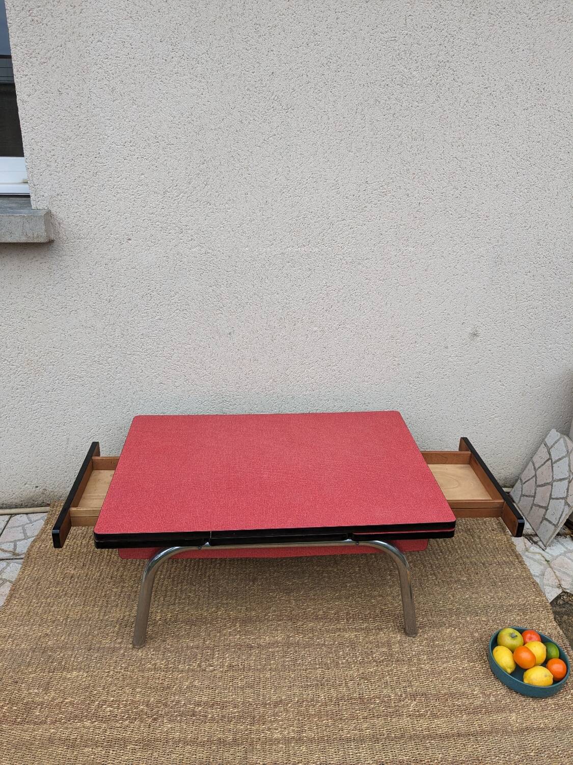 Red formica coffee table