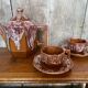 Antique gf art deco teapot flamed ceramic brown vintage