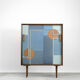 Set of 2 mid-century modern scandinavian hand-painted birch cabinet & sideboard, 1960s