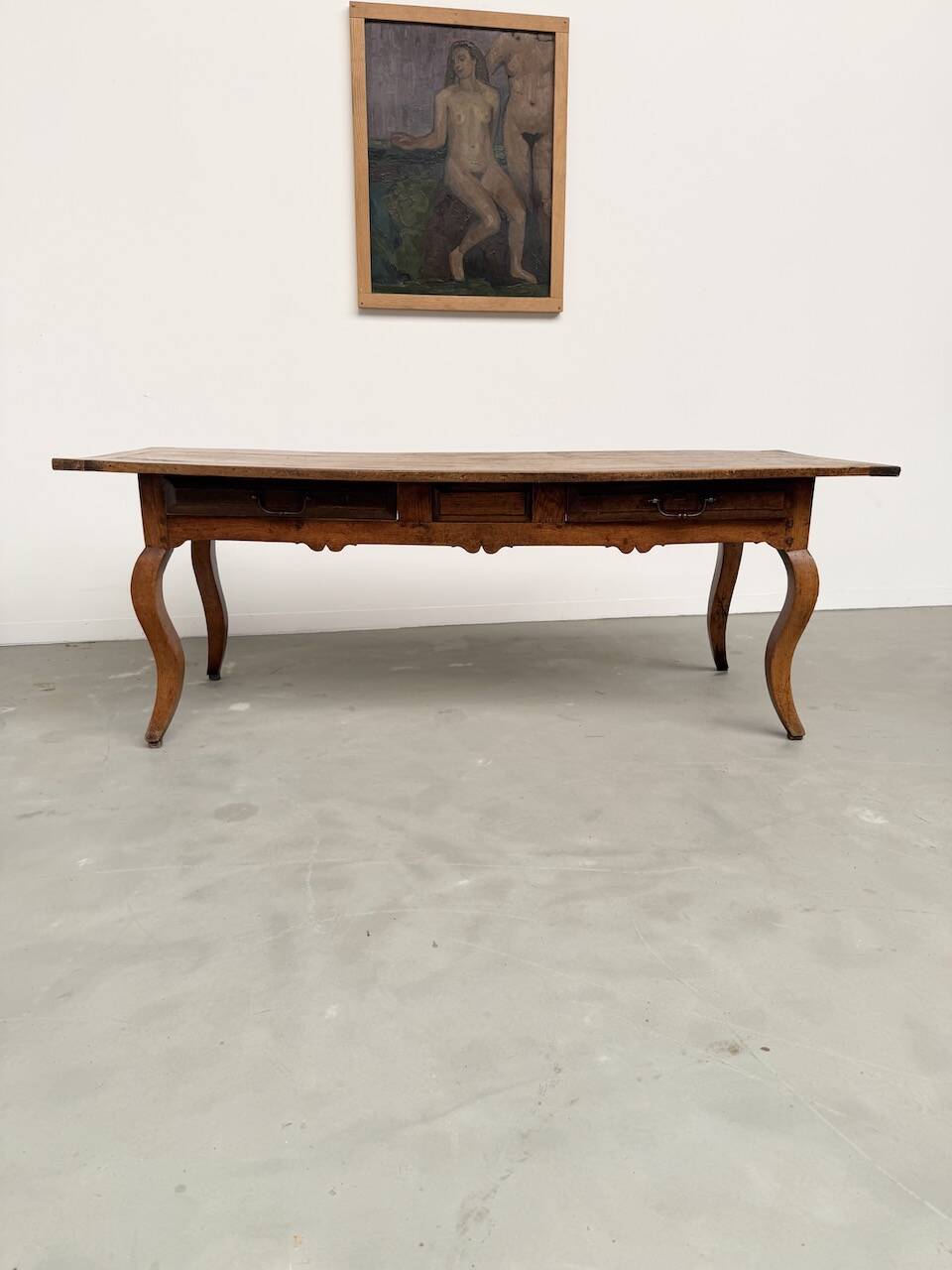 19th century walnut drapery table 2m1