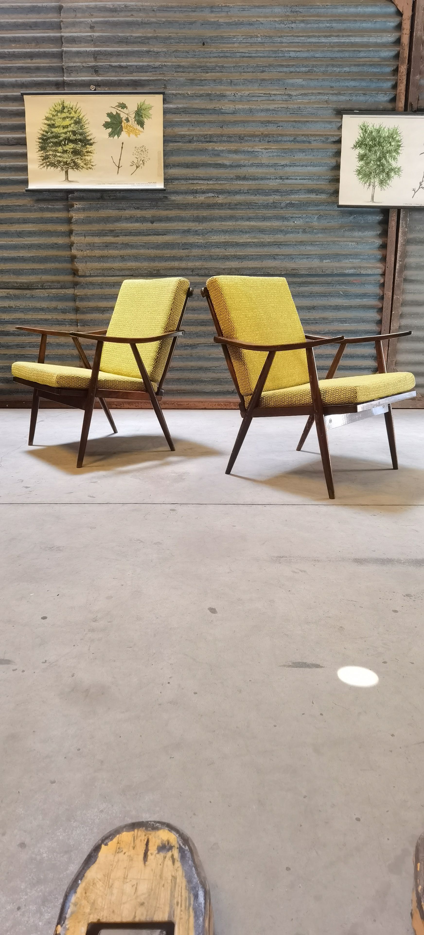 Pair of boomerang armchairs TON Bystřice (Thonet) by Antonin Suman 1960