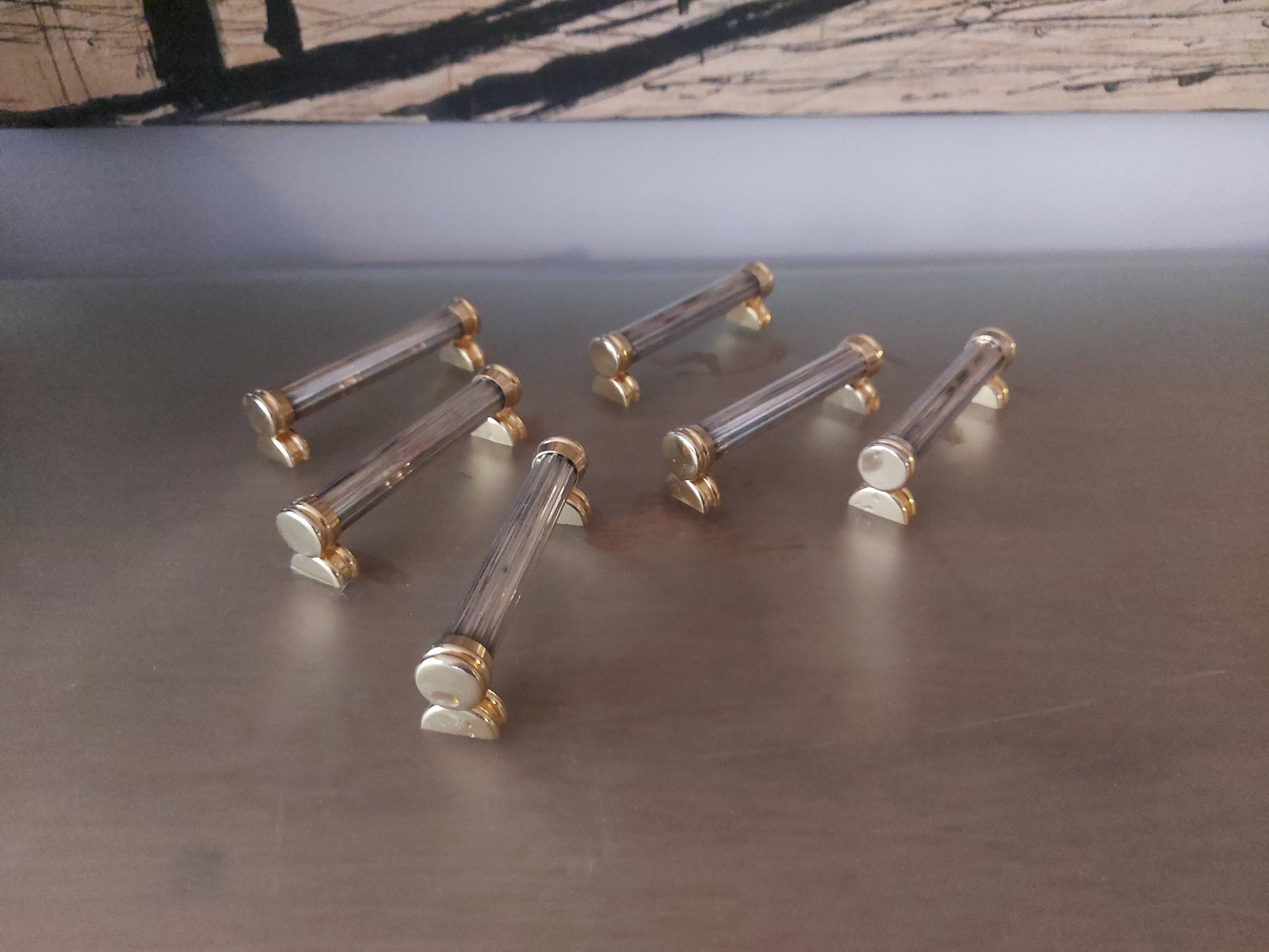 6 silver metal knife holders