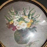 Pairs of flower frames on wood