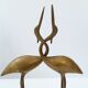 Pair of vintage 1970 brass intertwined herons