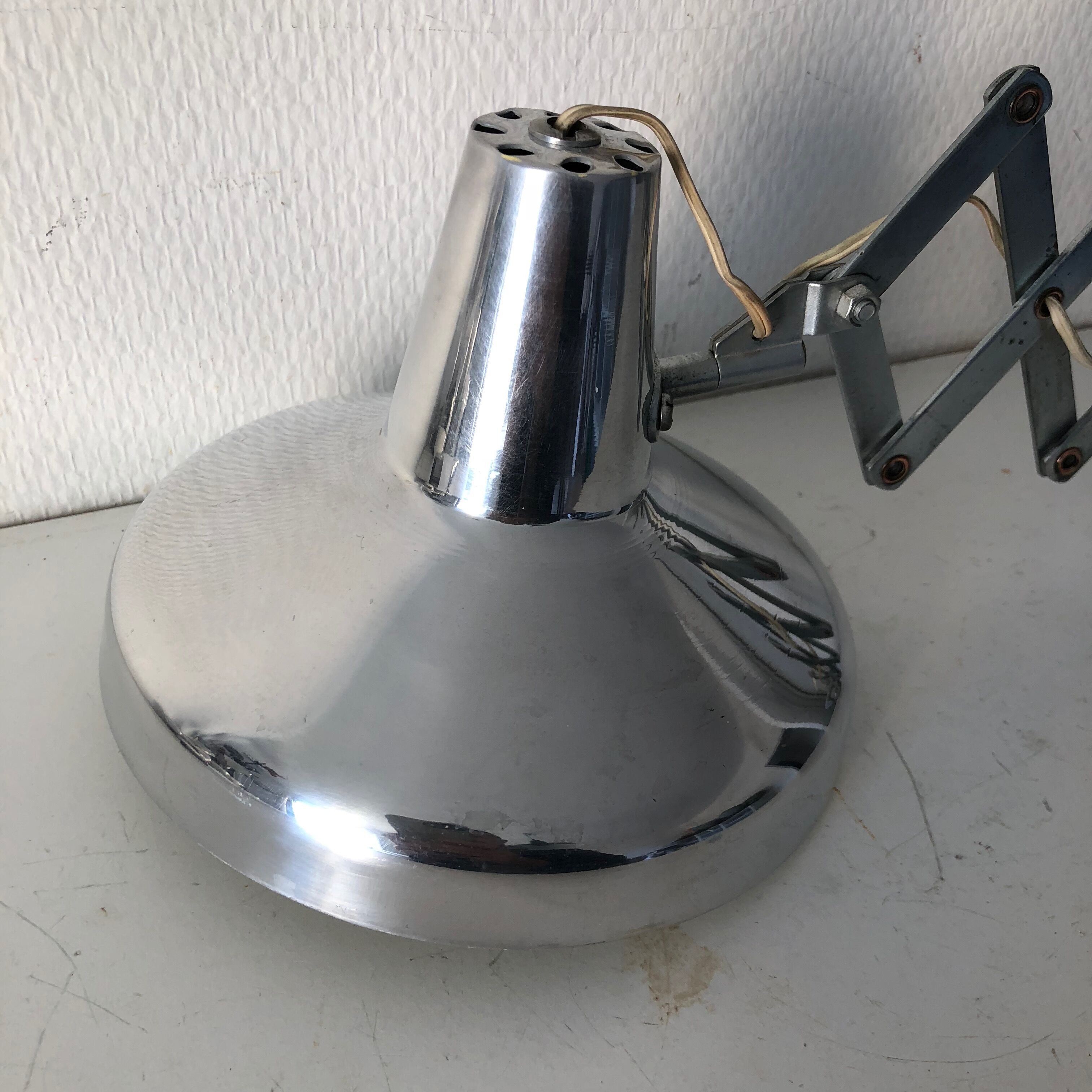 Accordion 60cm chrome Aluminor vintage 1960 lamp