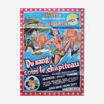 Affiche originale 1957 du sang sous le chapiteau achile zavatta cirque georges péclet