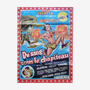 Original poster 1957 of blood under the big top achile zavatta circus georges péclet