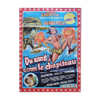 Original poster 1957 of blood under the big top achile zavatta circus georges péclet