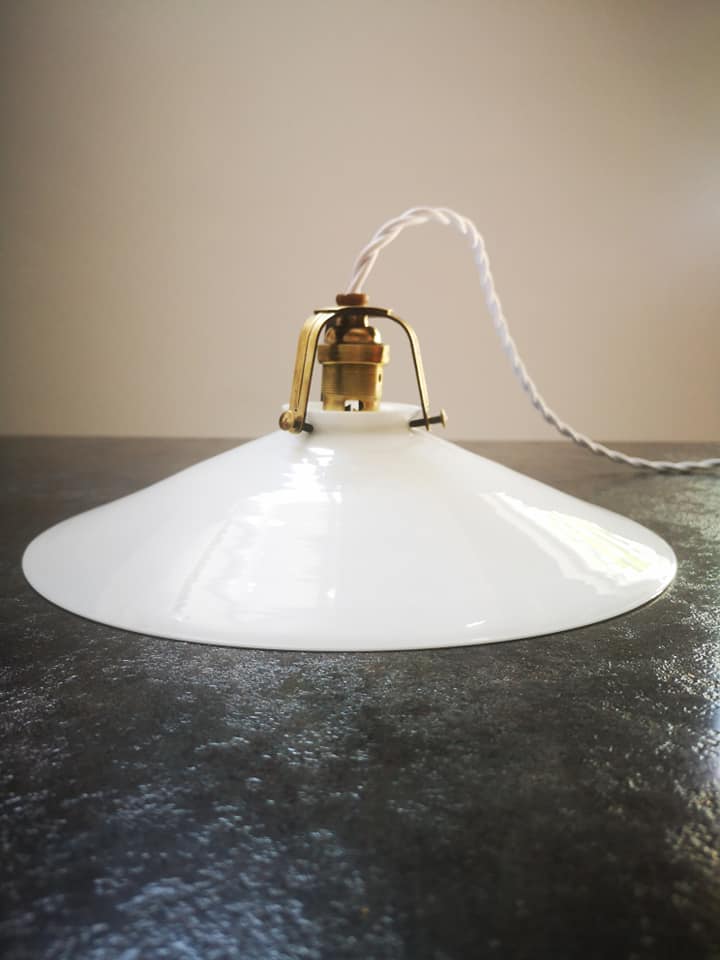 Old suspension lampshade opaline white Art Deco 1930 Ø 26 cm