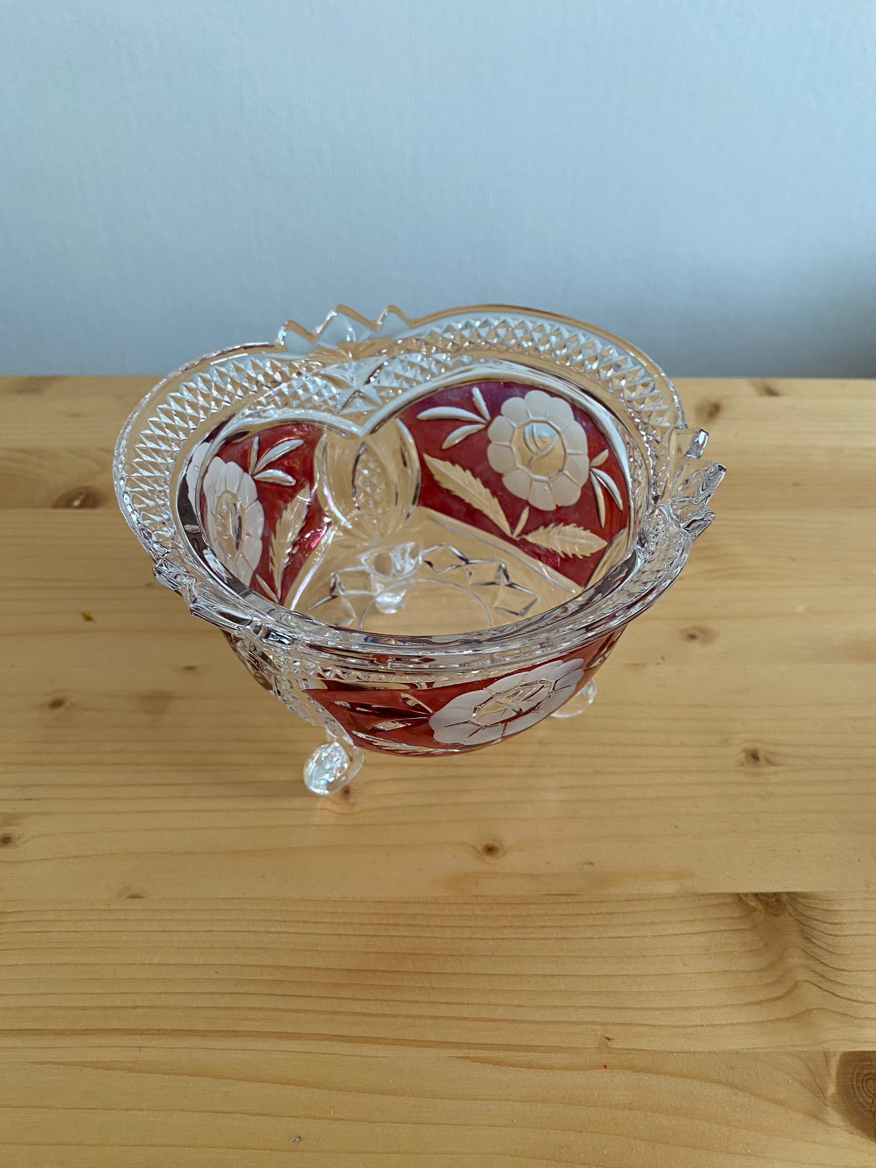 Dark pink chiseled glass cup