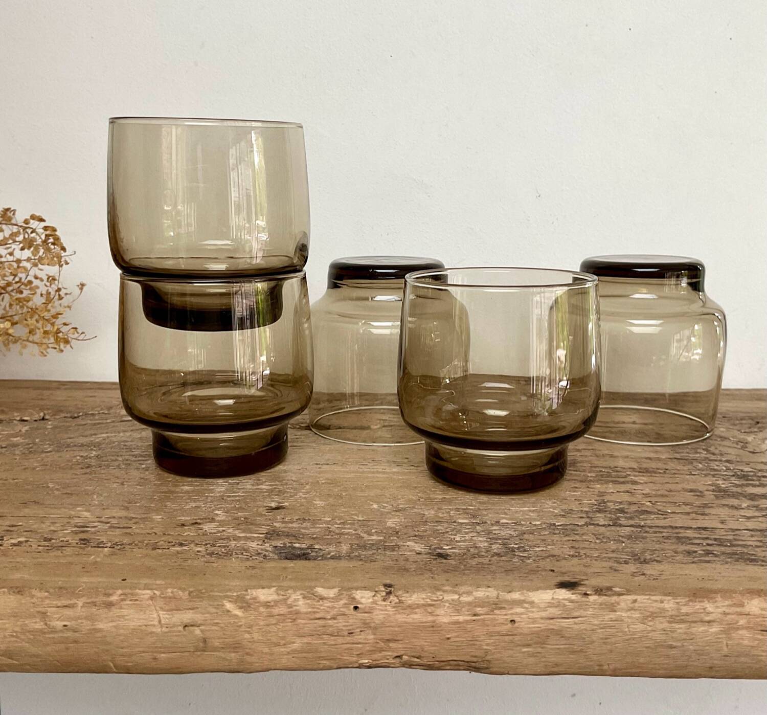 6 petits verres LUMINARC France verre fumé