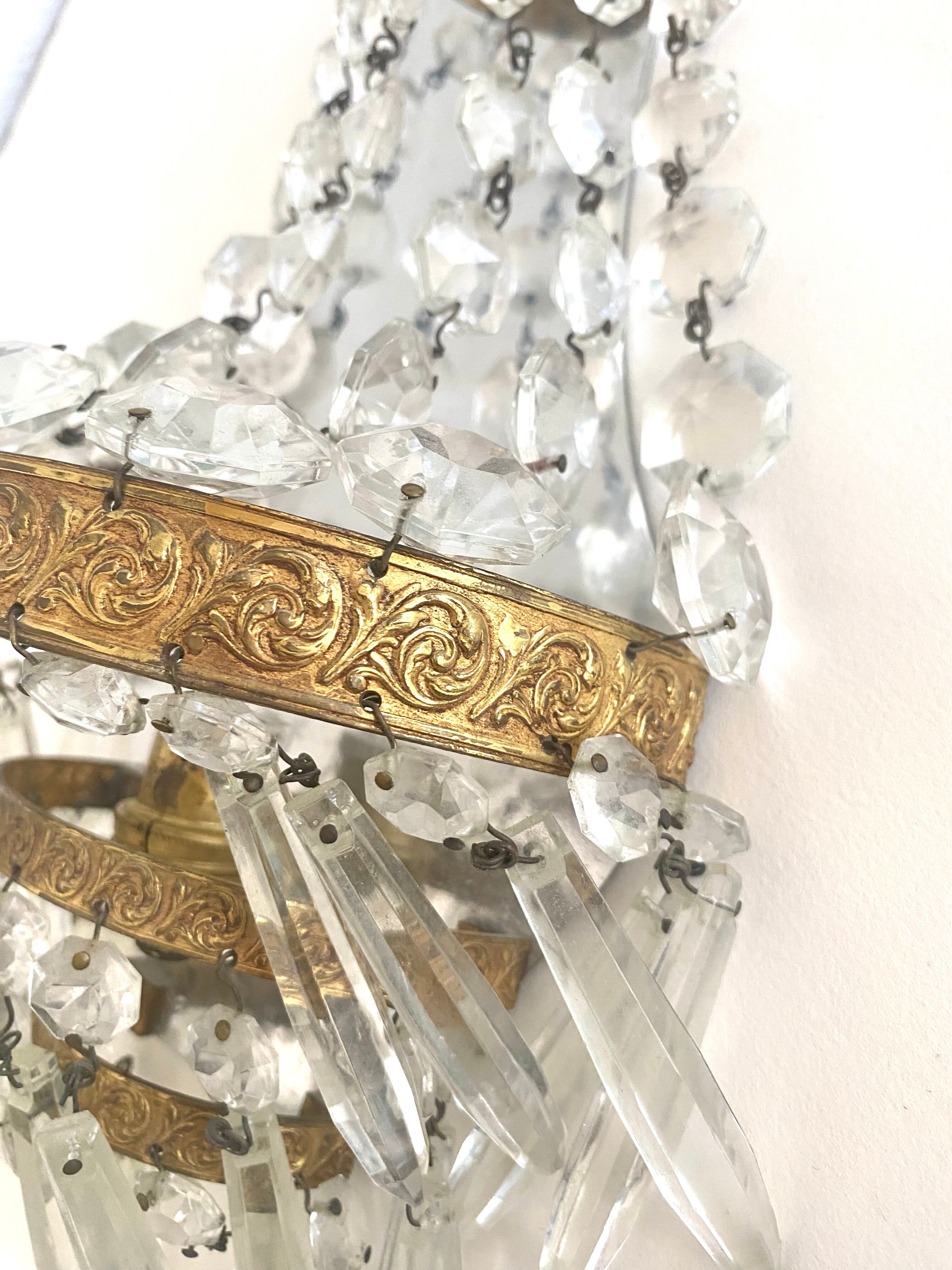 Wall lamp glass, brass, 50s