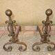 Andirons cast iron and brass ball