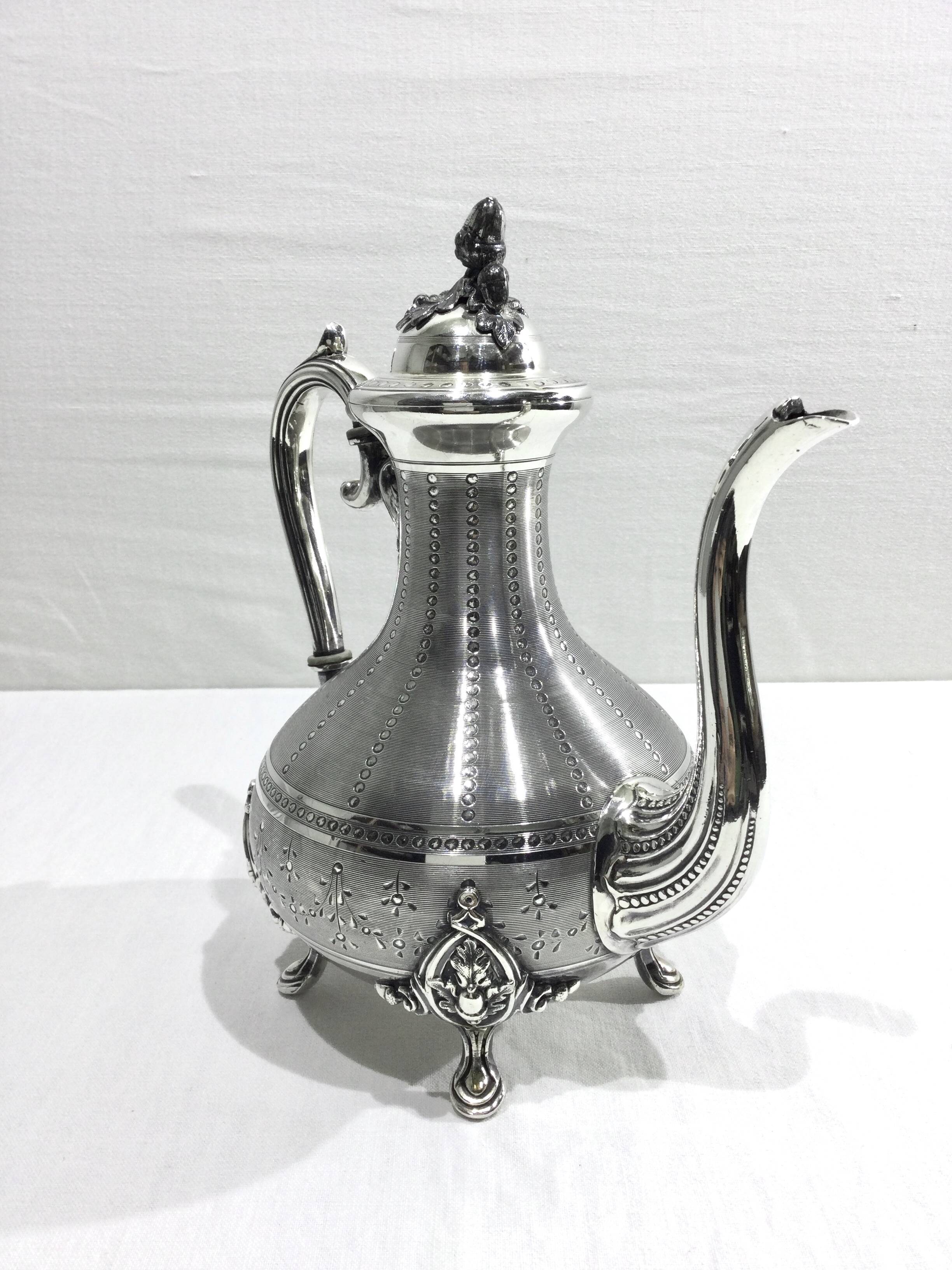 Silver metal teapot