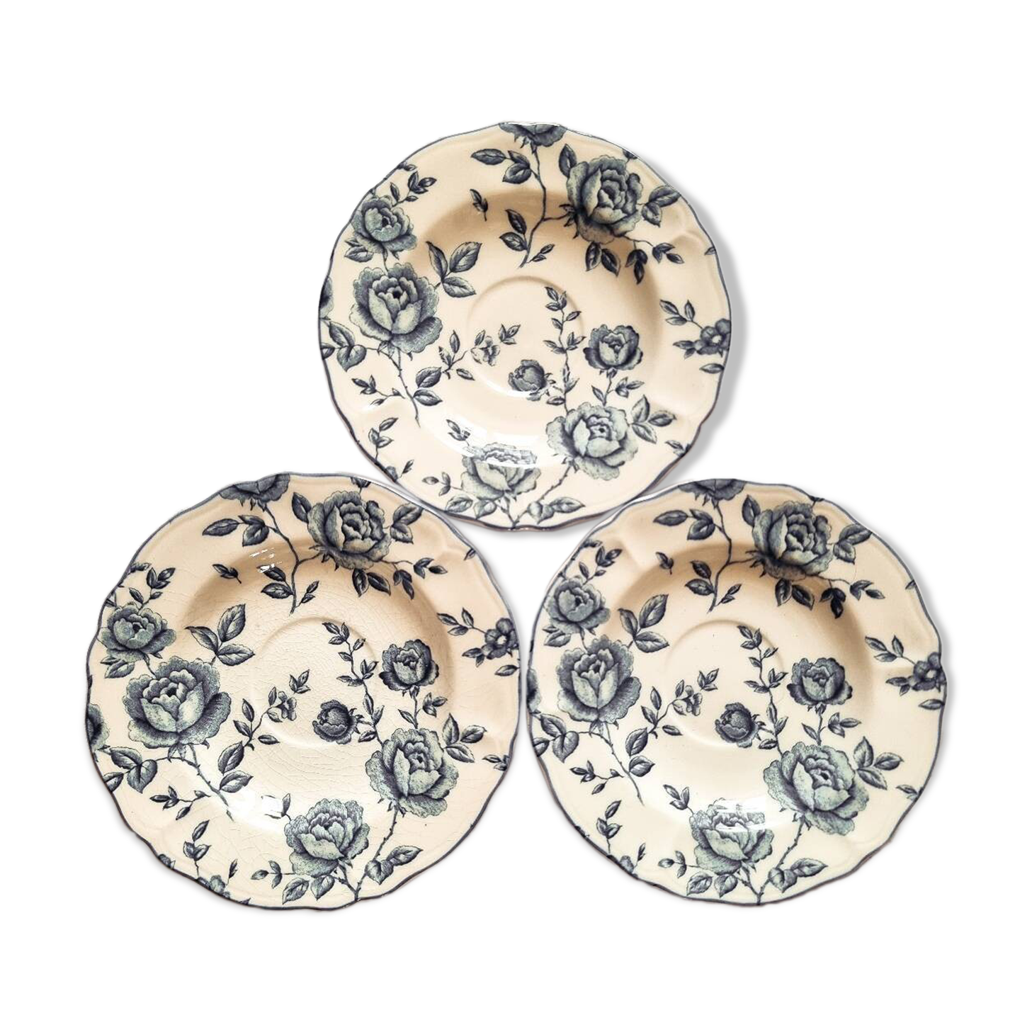 Trio of earthenware saucers