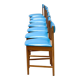 7 chaises de salle à manger McIntosh en vinyle bleu