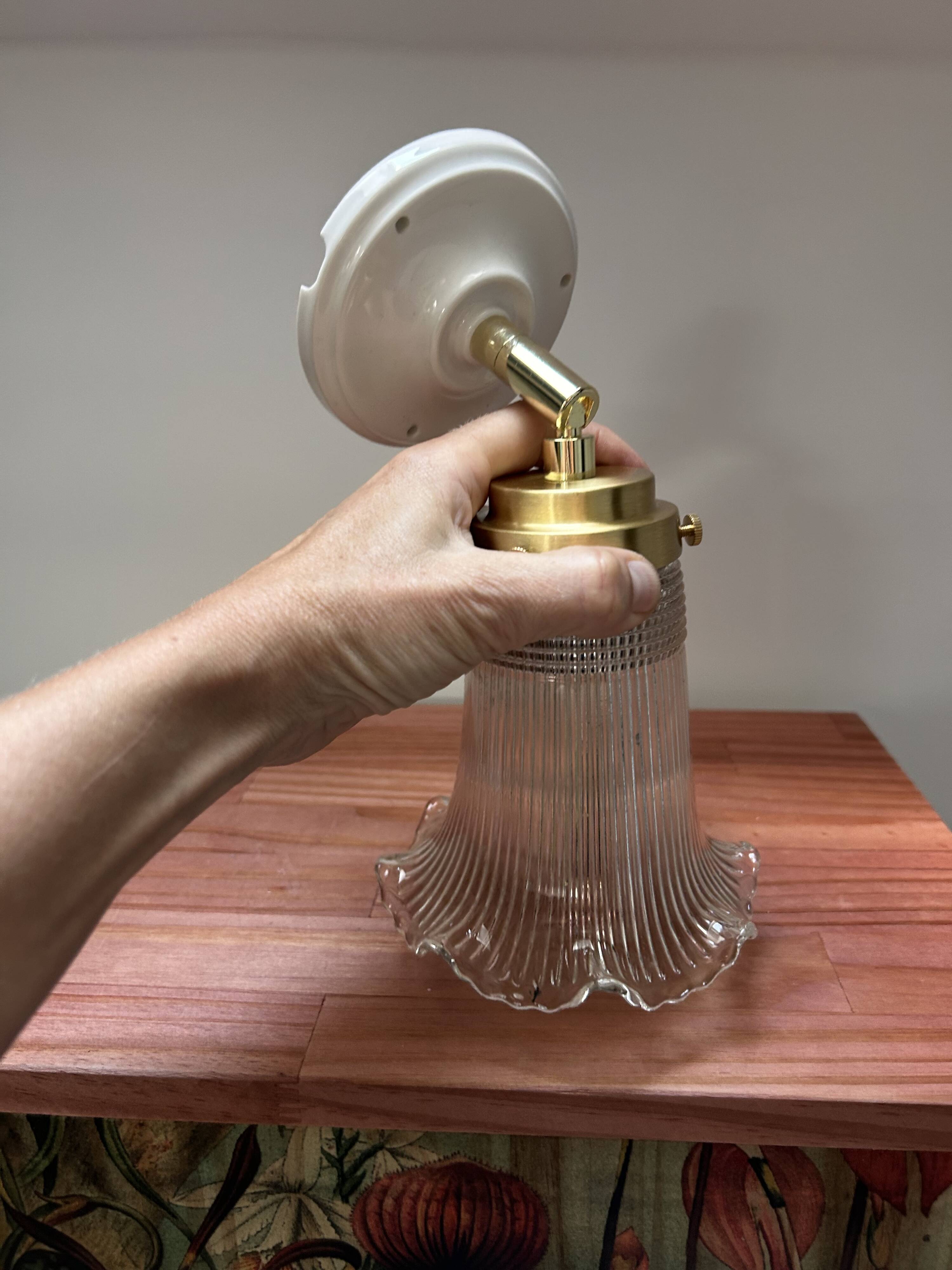 Old vintage holophane tulip wall light