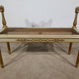 Banquette en Bois Doré et Gris-Vert, style Directoire – Fin XIXe