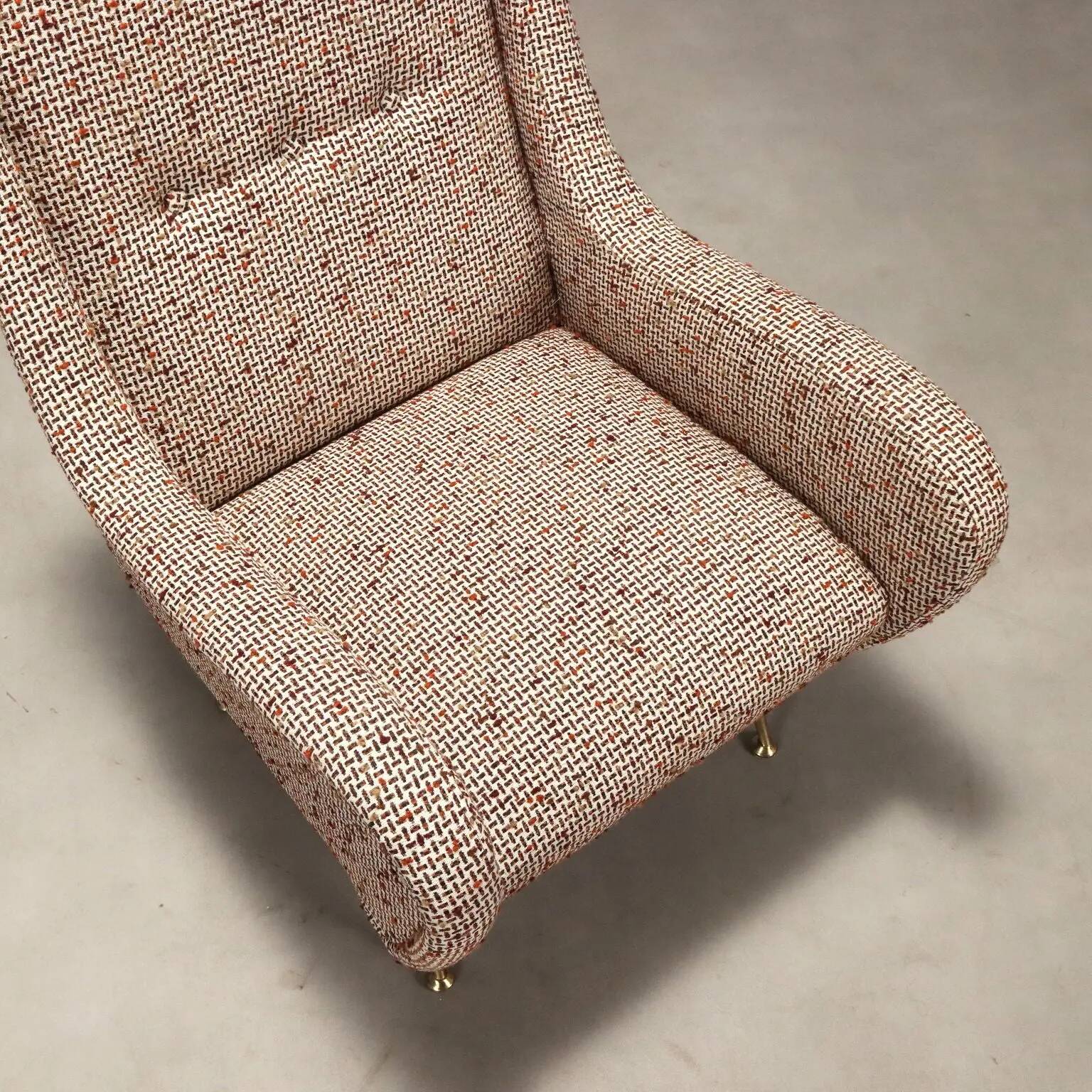 Vintage foam armchair in metal and brass, design, Italy, 1960s