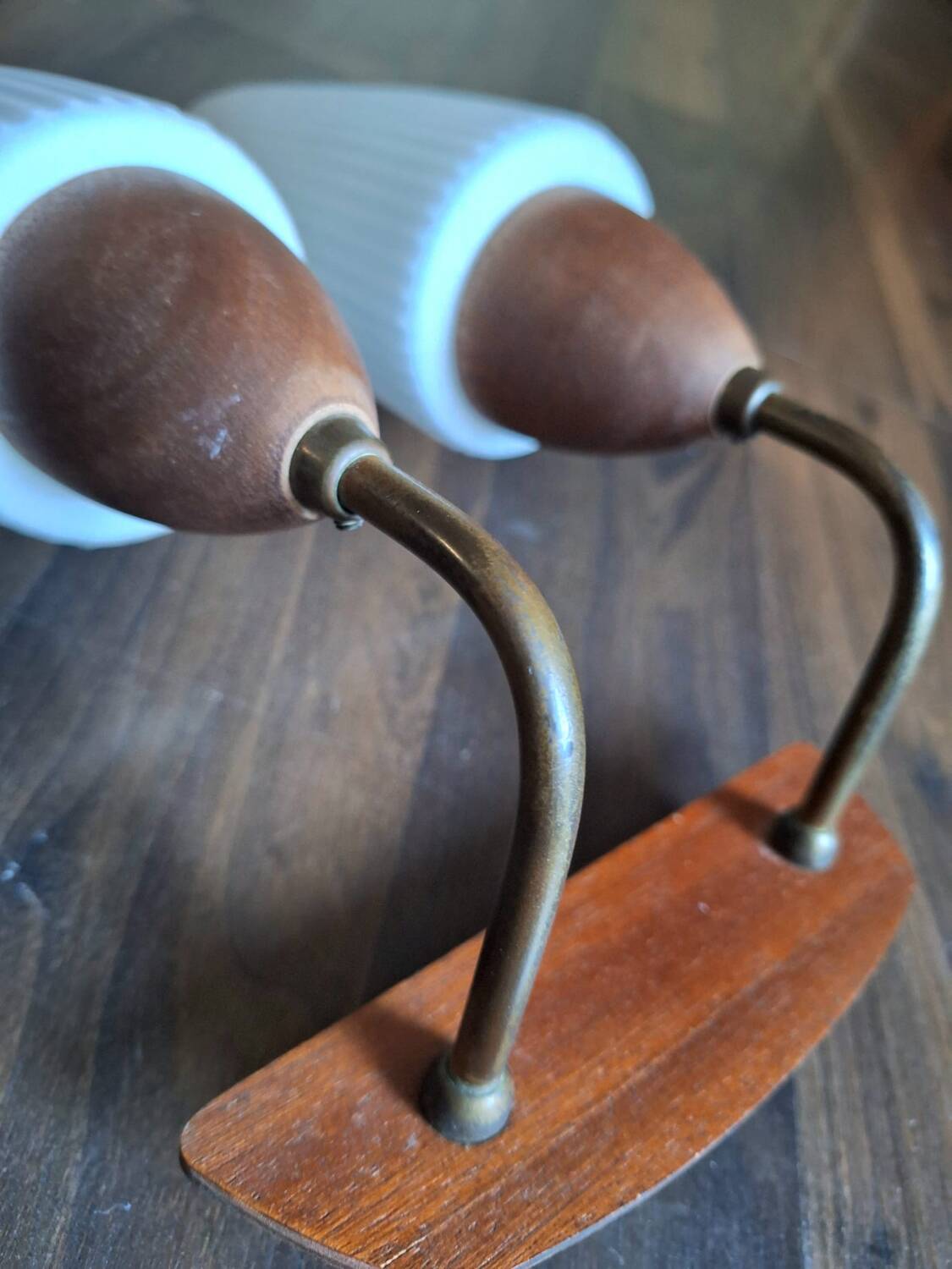 Vintage wall light, antique glass and wood lighting fixture