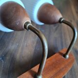 Vintage wall light, antique glass and wood lighting fixture