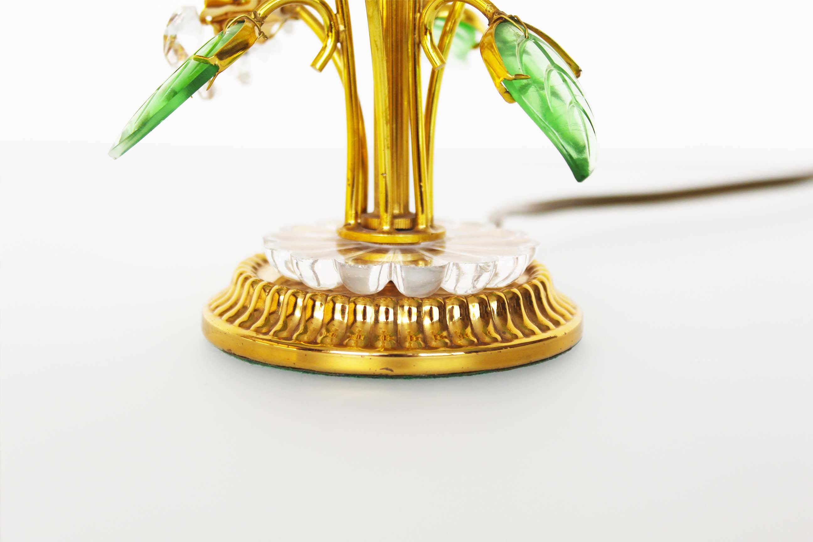 Incredible gilt and crystal Floral table lamp by Palwa