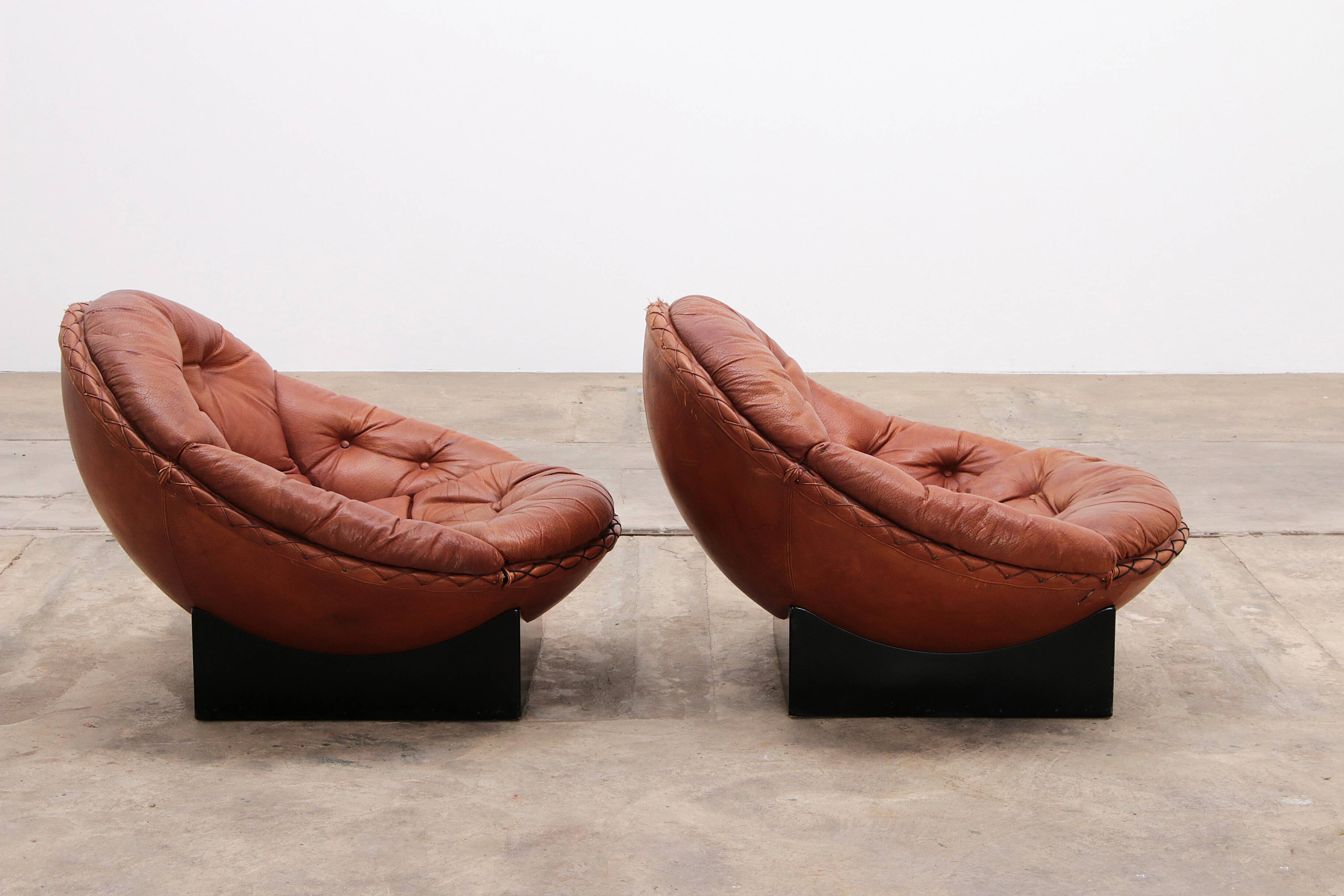 Lounge Set in Cognac color by Illum Wikkelsø for Ryesberg Møbler, 1970