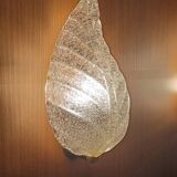 Murano, leaf sconces in worked transparent glass, 1940s
