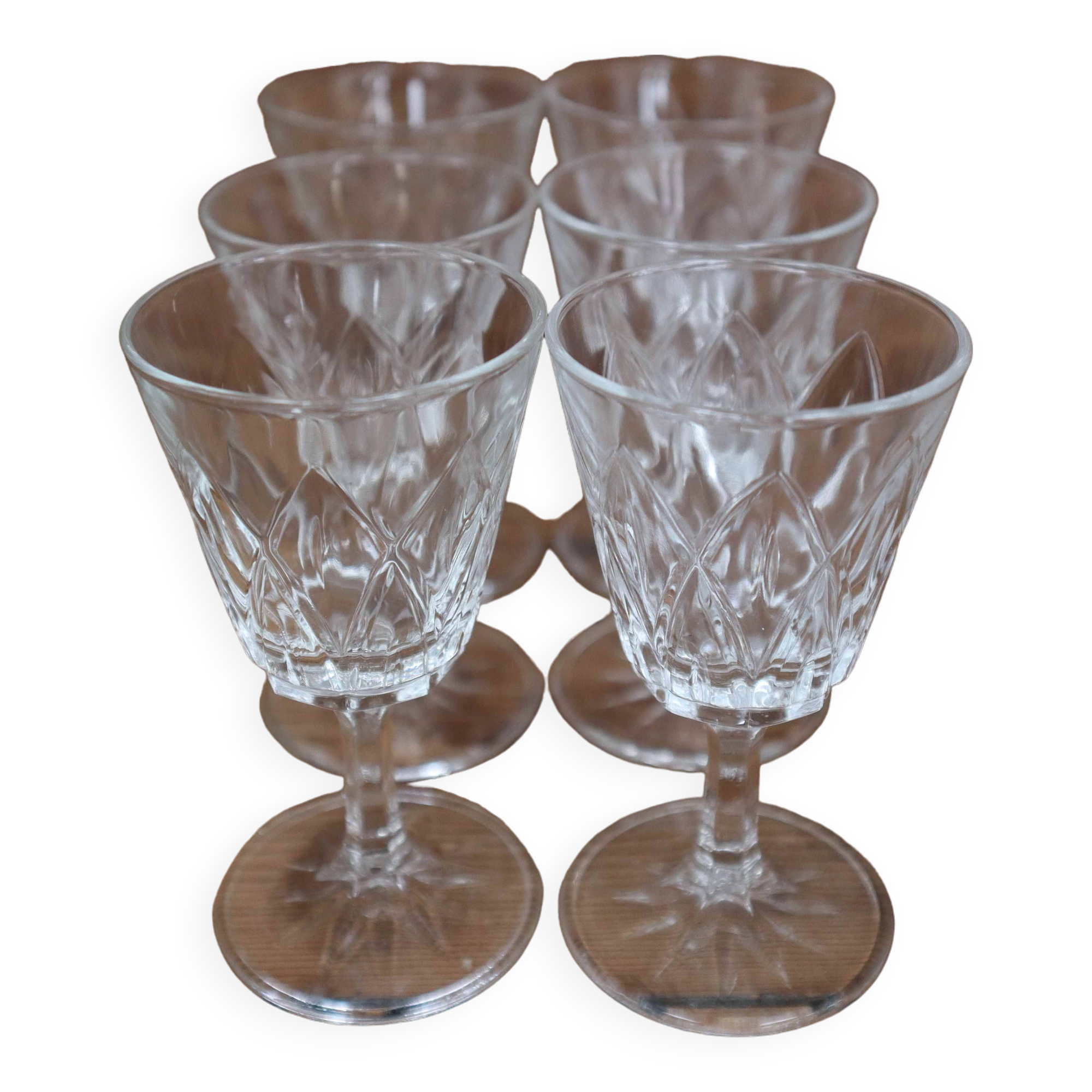 Set of 6 Arlequin liqueur glasses in Reims crystal glass 1950