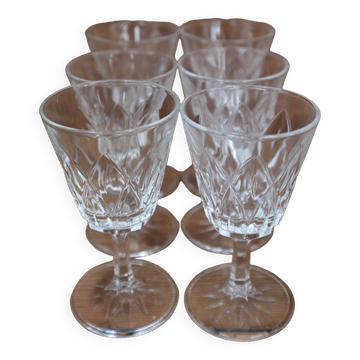 Set of 6 Arlequin liqueur glasses in Reims crystal glass 1950