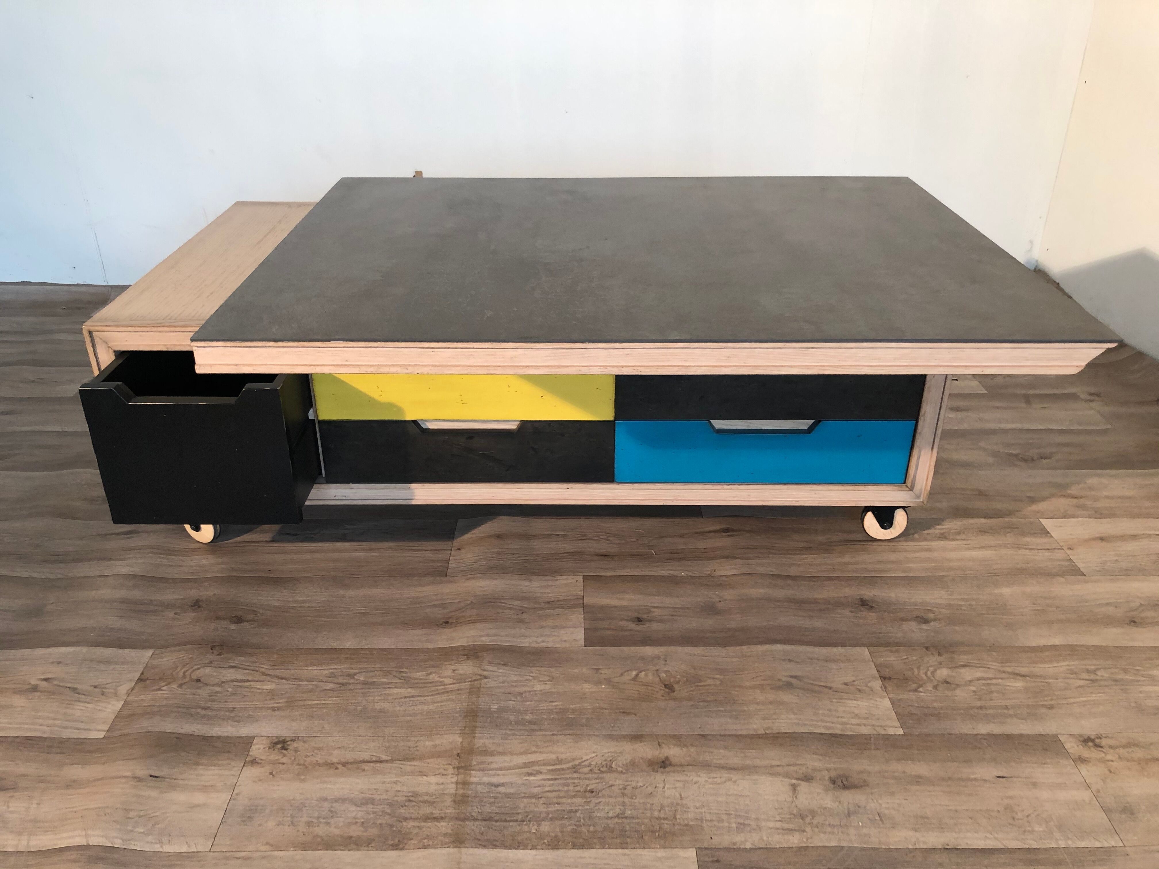Dinette coffee table with ceramic liftable top