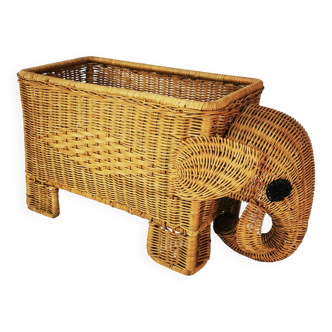 Rattan stand, container, newspaper rack, Italy 1970s