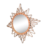 French rattan mirror, 1960s, vintage