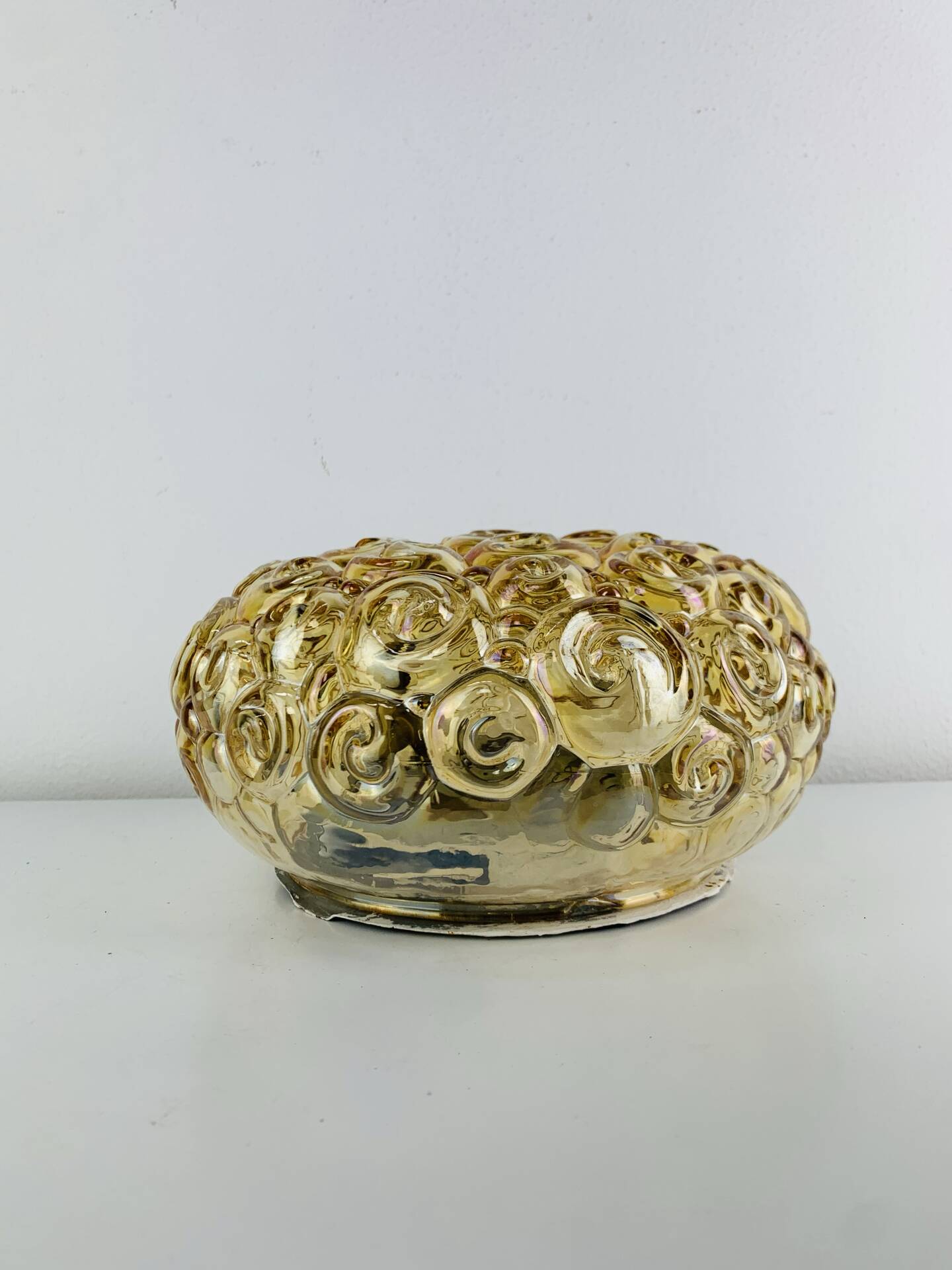 Amber glass Bubble wall light in the style of Helena Tynell, snail model. 60s.