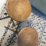Set of 2 adjustable vintage industrial style stools