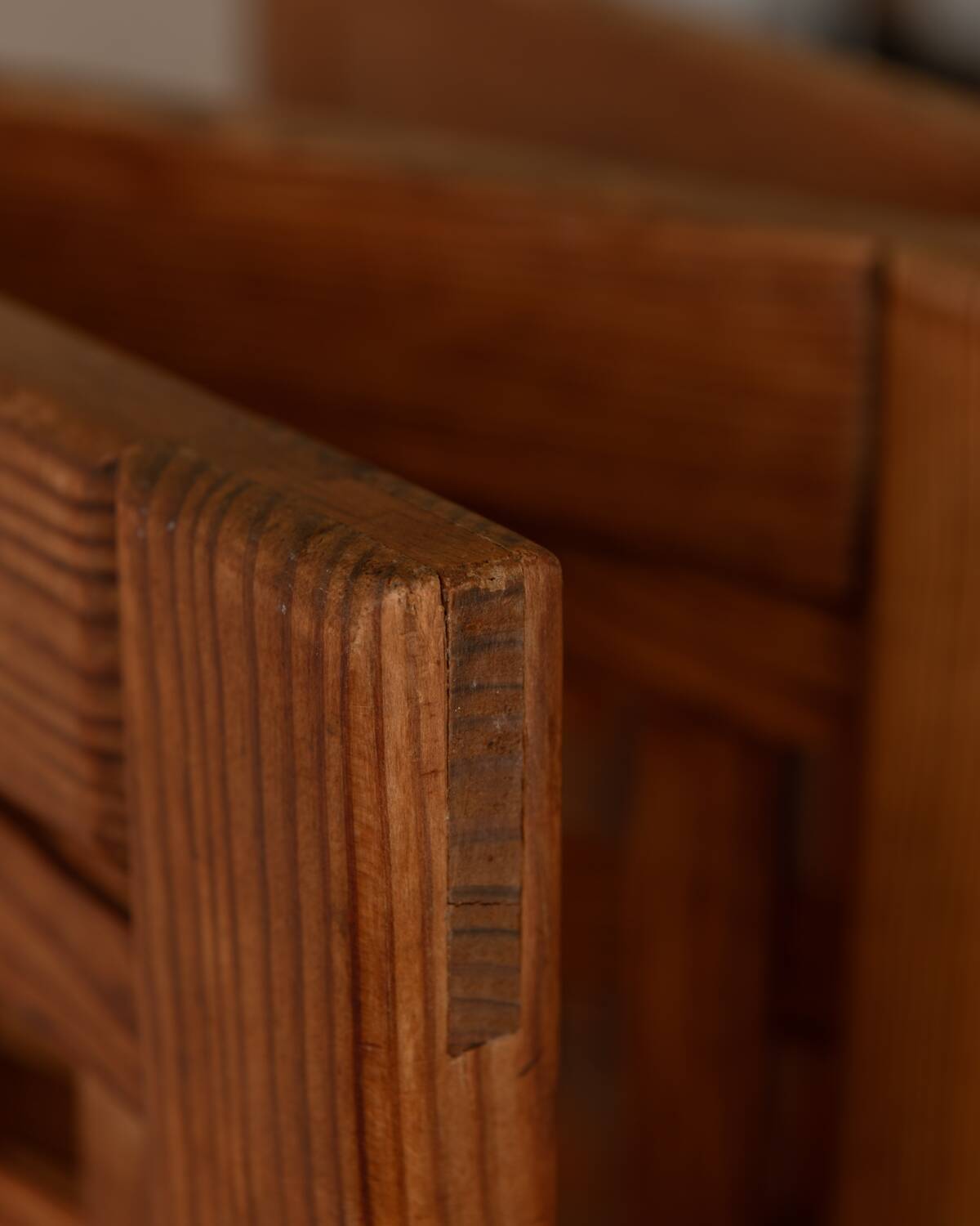 Vintage wooden room divider 3-part room screen in pine