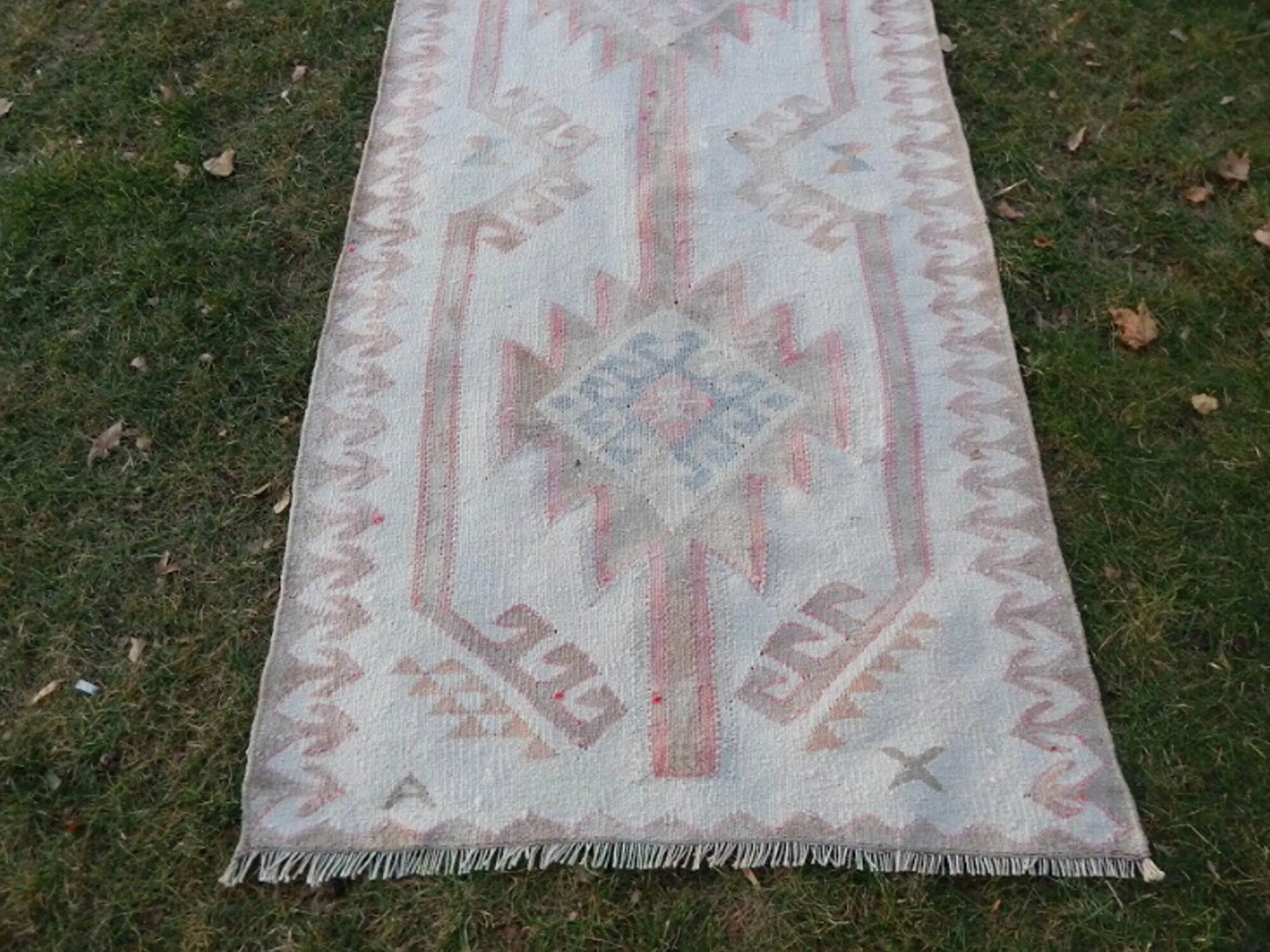 Vintage Turkish hallway rug 100x391 cm